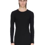 RICK OWENS SS26 TEMPLE RIB LS T IN BLACK RAININO RIB JERSEY